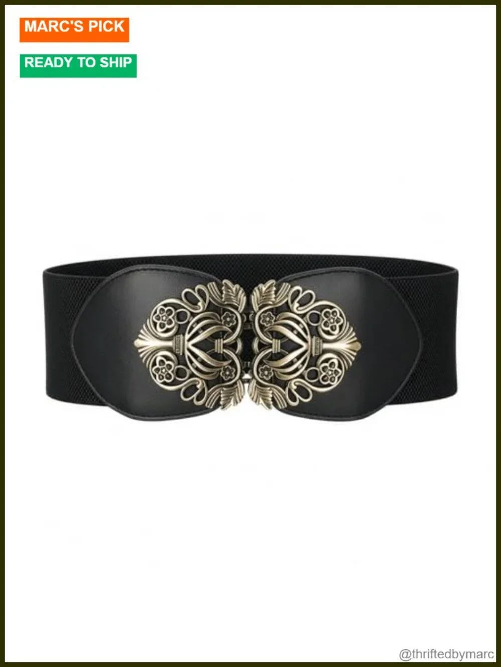 3 Inch Wide Waspie Elastic Vintage Buckle Waist Belt